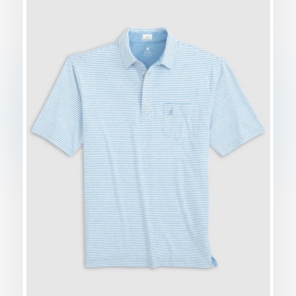 Johnnie-O The Original Dante Stripe Polo in Gulf Blue men’s XXL NWT MSRP $89